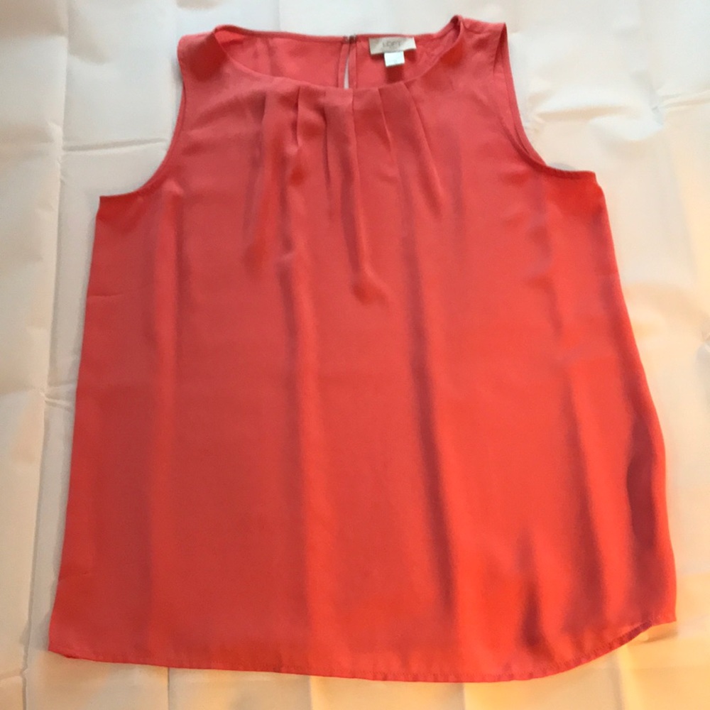 Loft Outlet Coral Tank Top With Front Pleats Size Med